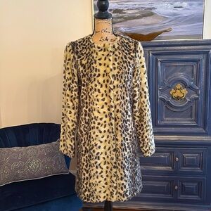 J.McLaughlin Designer Leopard Animal print faux fur coat Tan Black S 6 Sold Out